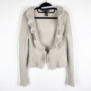 Marina Luna Wool & Angora Blend Cardigan in Oatmeal Size Large